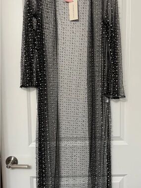 Sheer Black Beaded Duster
